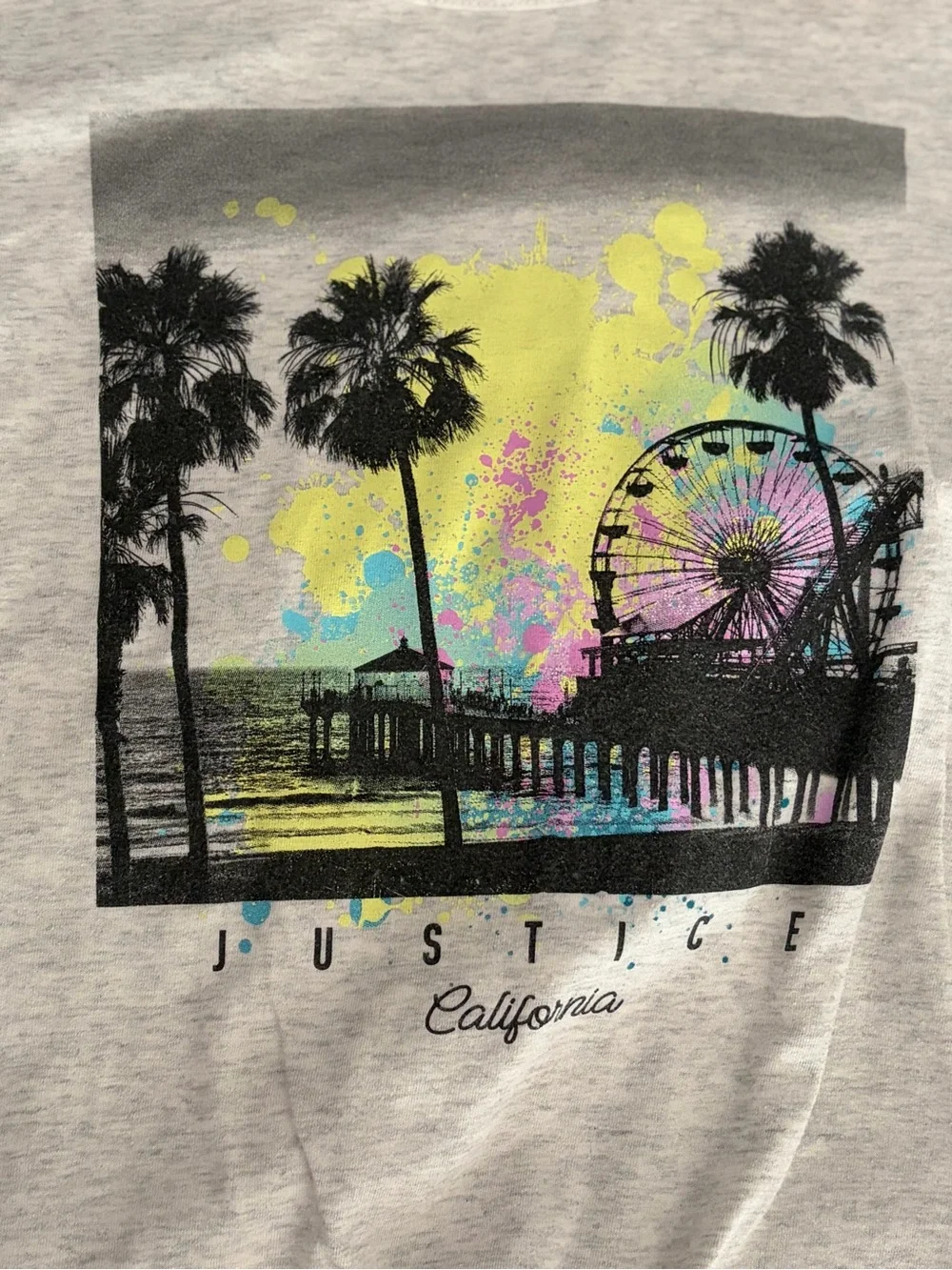 Justice Girls gray short sleeved top.
